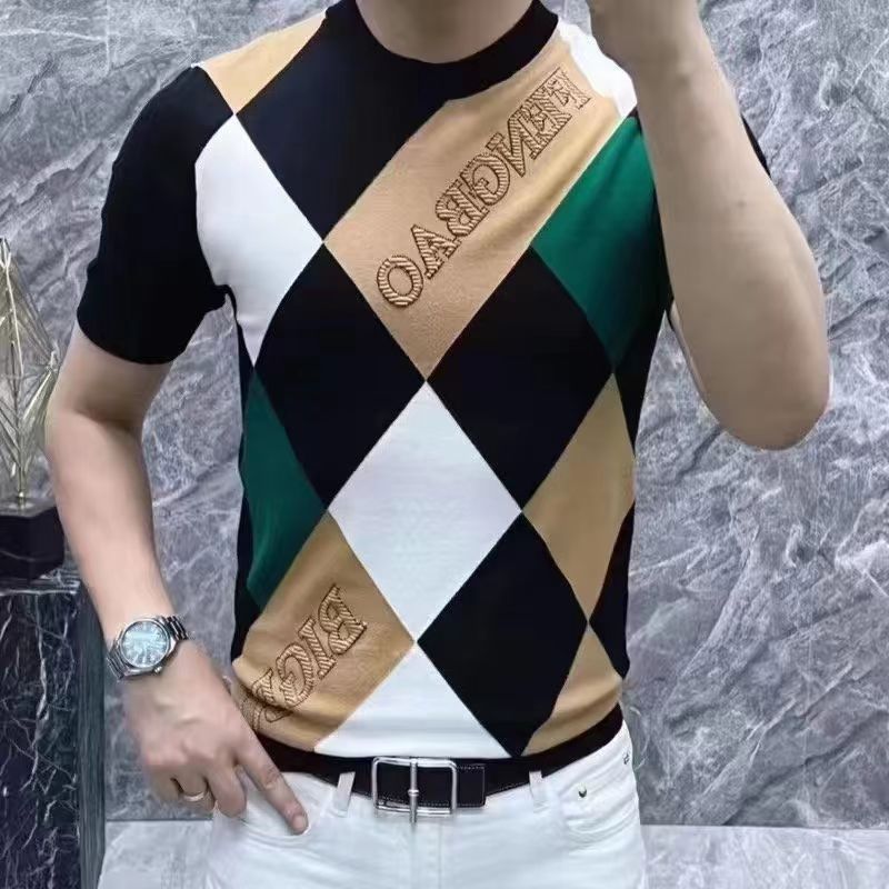 潮流拼接修身T恤