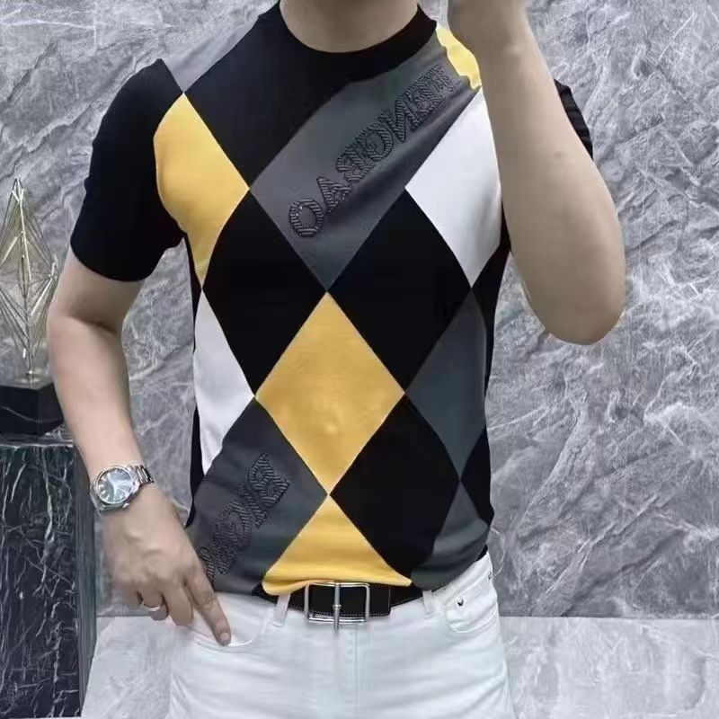 潮流拼接修身T恤