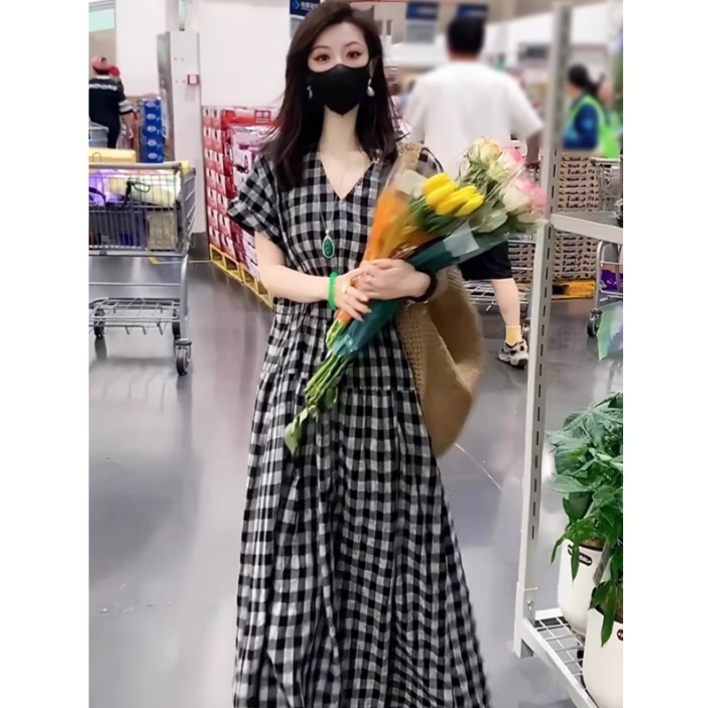 文藝格子連衣裙