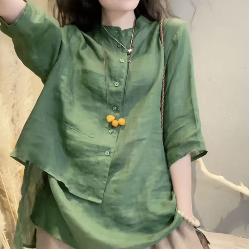 棉麻寬鬆七分袖